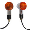 Chrome Round Amber Motorcycle Turn Signals Large Pair for BMW