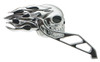 V-Factor Chrome Flaming Skull Mirrors Pair For All Harley Models