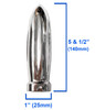 Dimensions and specifications of chrome billet torpedo motorcycle handlebar grips.  For 1" (25mm) diameter wide handlebars.