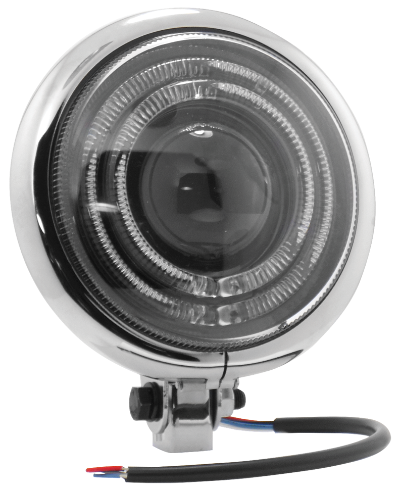 RIDROID 5.75" Round Projector LED Headlight Hi/Low For Harley Dyna Softail Sportster XL, Black Housing, DOT SAE, 6000K