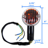 Black round motorcycle turn signal dimensions.