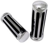 Chrome & Rubber "Rail Style" 1" Handlebar Motorcycle Grips for Harley Fat Boy (Pair)