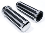 Chrome & Rubber "Rail Style" 1" Handlebar Motorcycle Grips for Harley Heritage (Pair)