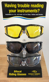 Riding Glasses With Bifocal Lenses UV 400 protection Rocky Creek Clear lens with +2.5 magnification