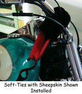 1 & 1/2" Hardbody Wide Red Soft-Tie Pair Sheepskin Covers For Transporting Motorcycles - 6,000 pound test