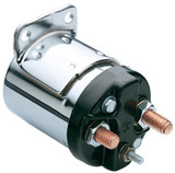 Chrome Starter Solenoid with Single Bracket For Harley Big Twin 4 speed 1965-86, Softail 1984-88, Sportster 1967-80 HD# 71743-77A