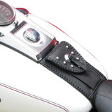 Black Mustang Gas Tank Pouch Bib Naugahyde Studded Fits Harley Sportster 2004-Later with 3.3 gallon tank
