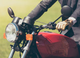 Rear view photo of black round motorcycle mirrors.