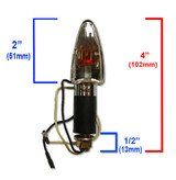 Dimensions and specifications of chrome arrow mini motorcycle turn signals.