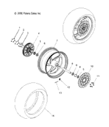 Asm., Wheel, Billet, Rear, Red [Incl. 5-10, 13, 14] 2007 Hammer All Options (V07Hb26/Hs26) Victory # 1521026-520