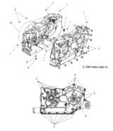 Asm., Crankcase, Black [Incl. 1, 3, 5 And Bearings][Also Need To Order Gasket 5413347 And Outer Sprocket Cover 5632038-156 Or -521] 2007 Hammer All Options (V07Hb26/Hs26) Victory # 1204108