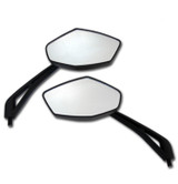 Upgrade your Aprilia motorcycle with a pair of these hot looking motorcycle mirrors.  They feature a diamond shaped mirror lens, distortion free glass, and are complimented with a sleek black matte finish.