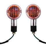 Chrome Round Amber Motorcycle Turn Signals Large Pair for Honda