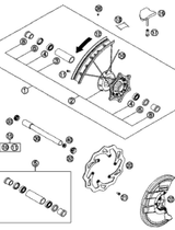 KTM REAR HUB CPL. GOLD     03 2005 200 EXC 5481001004496