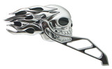 V-Factor Chrome Flaming Skull Mirrors Pair For All Harley Models