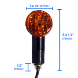 Kawasaki KZ750, KZ900 Black Round Motorcycle Mini Amber Bullet Turn Signals Pair
