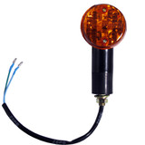 Each motorcycle turn signal comes with a single filament bulb which gives off a bright amber colored light when activated. Each indicator has two extra long color coded wires which makes hooking them up super easy.