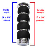 Specifications and dimensions of ISO handlebar grips. Grips come in different sizes and will fit 7/8ths inch (22mm) and 1 inch (25mm) size handlebars.