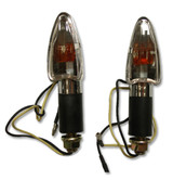 Turn signals use a single filament light bulb and gives off a bright amber color when activated. Turn signals use two wires.
