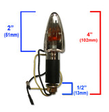 Dimensions and specifications of chrome arrow motorcycle turn signals.