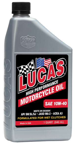 Lucas Motorcycle High Performance SAE 10W-40 Engine Oil 6 Quarts