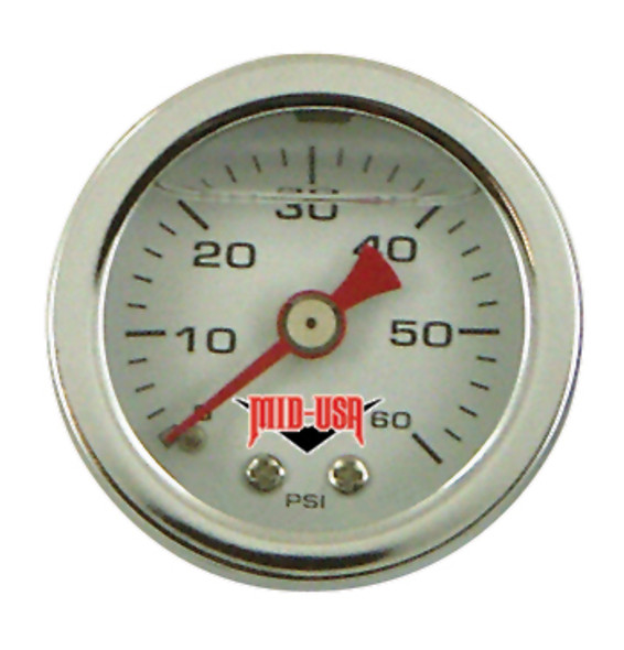 Chrome White Face Oil Pressure 0-60 PSI 1.5" Liquid Filled Gauge Fits All Harley Motorcycles