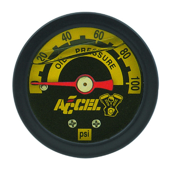 Accel Oil Pressure Black Motorcycle Gauge 100 PSI 7122B