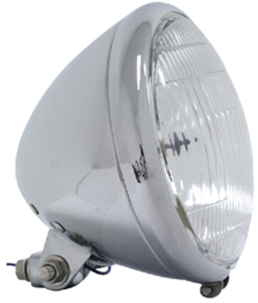 V-Factor 6 & 1/2" Chrome Springer Style 12V Headlight Assembly Fits Harley FXWG, Softail & Custom Use