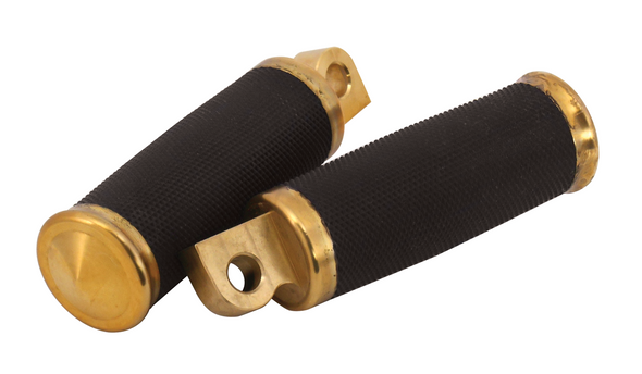 Solid Brass with Rubber Footrests Fits Harley Models with Male Mounts Pair