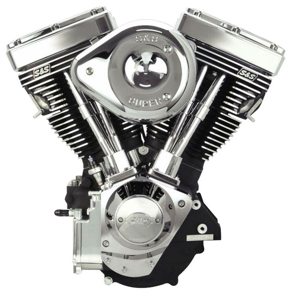 S&S V111 Engine Chrome with Black Fits Harley 1984-99 Carbureted & Custom Chassis made for Evolution Engines