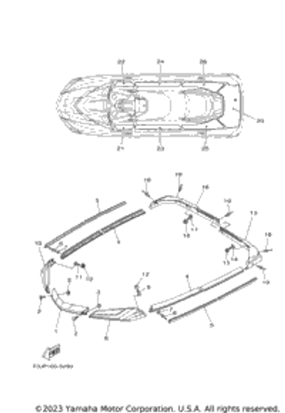 Gunwale, Bow LIGHT GRAY 2017  FX LIMITED SVHO (FC1800BS) F2S-U2511-30-00