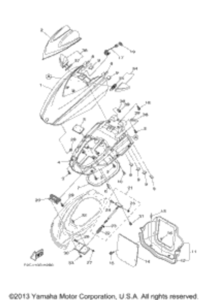 Lid, Engine Room UR FOR RED 2009  FZS (GX1800AHR) F2C-U517B-10-P0