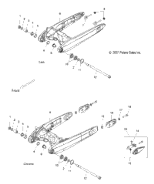 Victory Asm., Swing Arm W/Bearings, Cast, 250, Flat Black [Incl. 4,5,10,11] 2008  Hammer All Options (V08Hb26/Hs26) 1015380-463