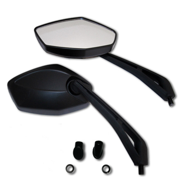 Mirrors come with all hardware necessary for an easy installation including two washers, two thread bolts, and two bolt covers. Sold as a pair.