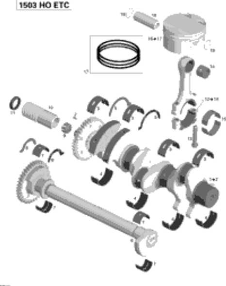 Sea-Doo Piston Ass'y, Oversize, 100.19 mm Includes 16 to 17 2013 RXP-X 260 & RS 420890245