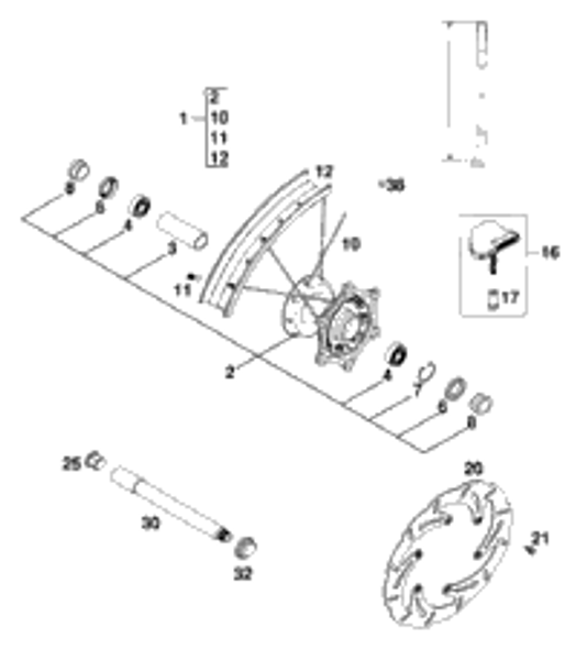 KTM FRONT RIM 1,6X21'' DID 2000 200 MXC 54609070200 KTM FRONT RIM 1,6X21'' DID 2000 200 MXC 54609070200