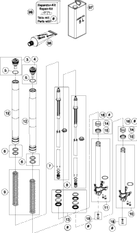 KTM Fork outer tube 49,13x577 dt54 db60 natu 2018 250 XC 48601671