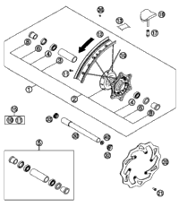 KTM REAR HUB CPL. GOLD     03 2003 250 EXC Six Days 5481001004496