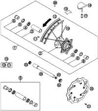 KTM REAR HUB CPL. GOLD     03 2003 300 EXC Six Days 5481001004496