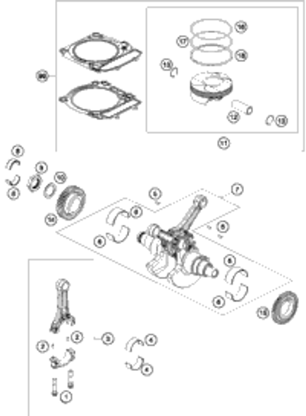 KTM PISTON KIT SIZE II As Required 2017 1290 SUPER DUKE GT GREY 61430007010 II