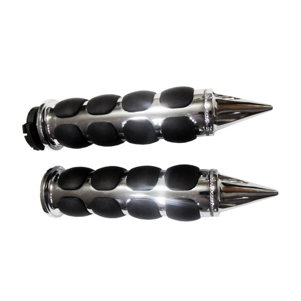 BMW K100,100 LT,100 RT Motorcycle Chrome Handlebar ISO "Spike" Grips Pair