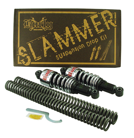 Burly Harley Big Twin and Sportster 883, 1200 2004-Later Suspension Slammer Drop Kit #B28-1001