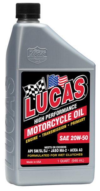 Lucas Motorcycle High Performance SAE 20W-50 Engine Oil 6 Quarts (1 Case)