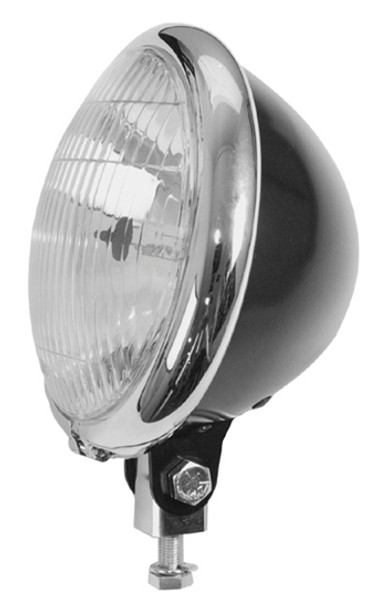 5-3/4" Headlight Satin Black with Chrome Trim for Custom Applications