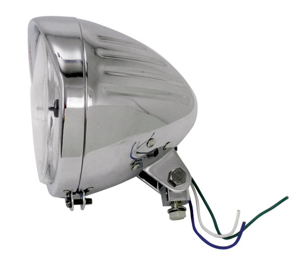 5-3/4" Chrome Ribbed Style 12V Headlight Assembly Custom Harley Iron 1200 2018-2019