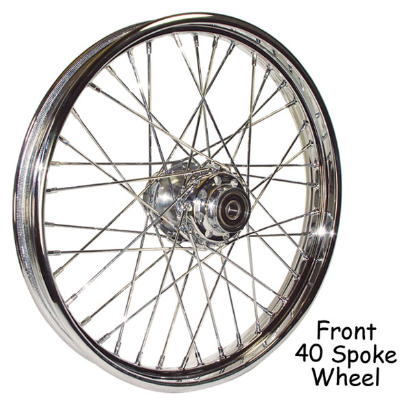 Chrome 21" 2.15 40 Spoke Narrow Front Wheel Rim Evo Harley Sportster Dyna XL FXR