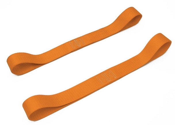 1 & 1/2" Hardbody Wide Orange Soft-Tie Pair with Sheepskin Covers For Transporting Motorcycles - 6,000 pound test