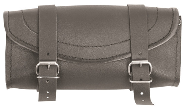 Motorcycle Leather Bag with Chrome & Magnetic Straps 10" X 3.5" V-Factor