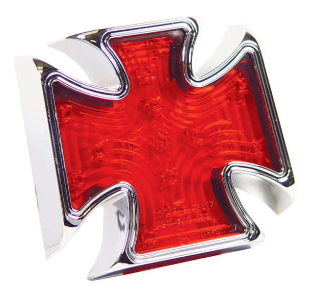 Chrome Maltese Cross LED Taillight Assembly For Harley & Custom Use