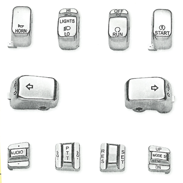 Chrome Switch Caps Kit Fits Harley Electra Glide FLHT 1996-2013  HD# 71802-03